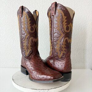 NEW Rod Patrick Mens Cowboy Boots Size 12.5D Brown Full Quill Ostrich Square Toe